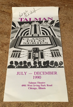 CHUCK WLODARCZYK AUTOGRAPH TALMAN THEATRE CLASSIC FILM SERIES 1990