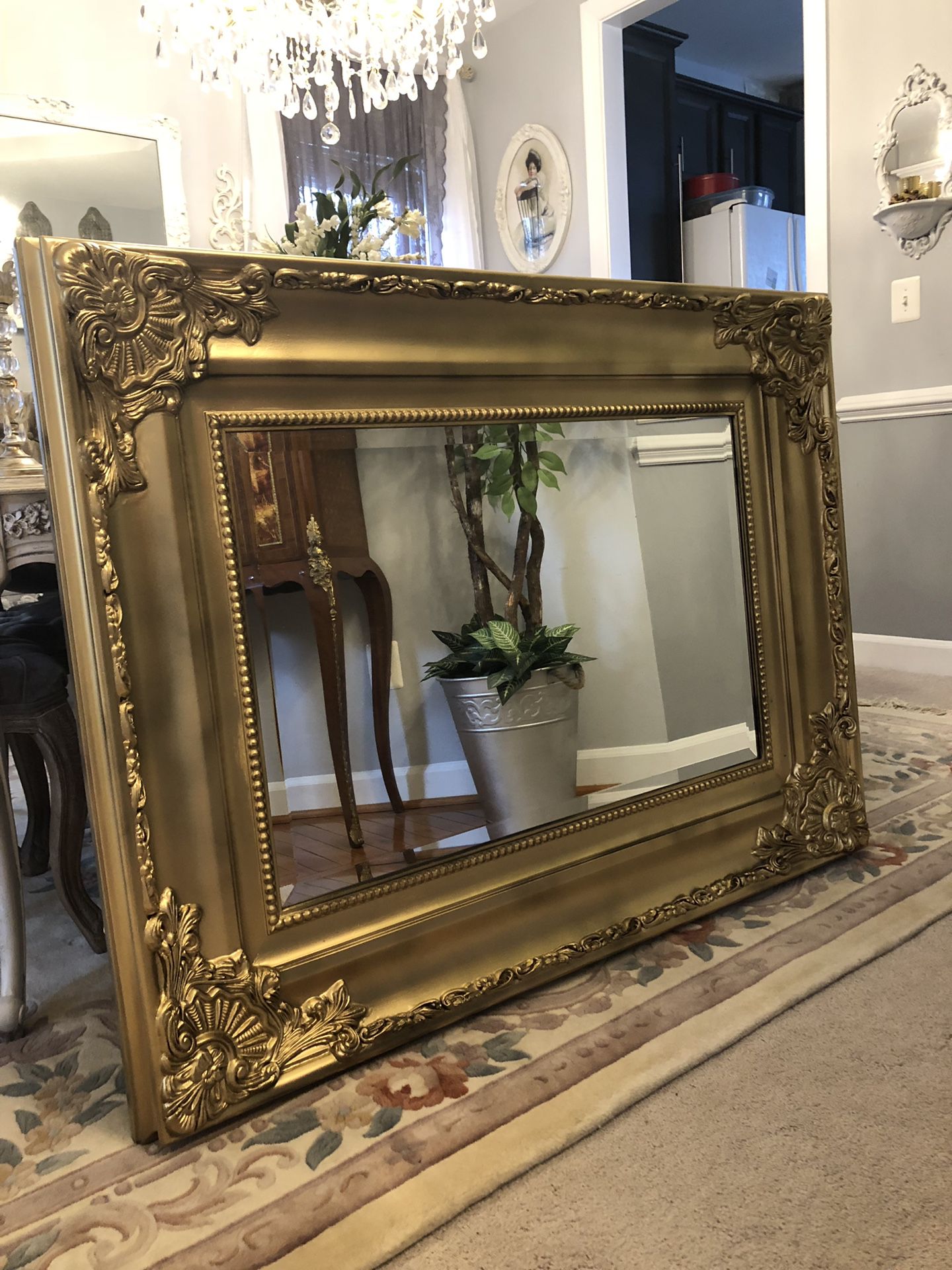 SERIOUS INQUIRIES PLEASE “49”X37” Large Gold Antique French Style Wooden gold Mirror