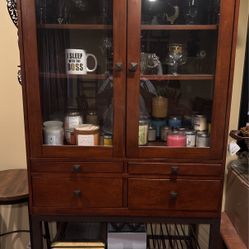 Cabinet And Pub Table And 4 Chairs