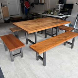 Dining Table + Benches - Solid Wood