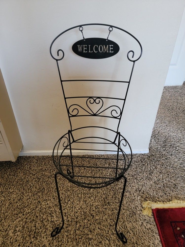 Ice Cream Parlor Black Metal Chair Plant Stand Plant Holder 