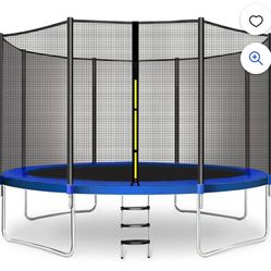 Doufit 10FT Trampoline Jump Recreational Backyard Trampolines Weight Capacity 330lbs with Safe Enclosure Net for 3-4 Kids Adults Indoor Outdoor, ASTM 