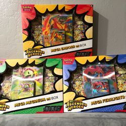 NEW SEALED Pokemon TCG Ascended Heroes Costco Mega Meganium Emboar Feraligatr Ex Box