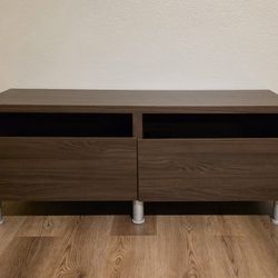 Ikea TV Console with 2 Drawers (Dark Wood Appearance)