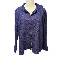 RAFAEL WOMANS Blouse/Light Weight Jacket Women Sz. L Purple Crinkle Bell Sleeves