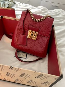 Gucci GG Signature Padlock Chain Backpack 