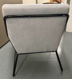 Gray Upholstered Accent Chair Black Metal Frame