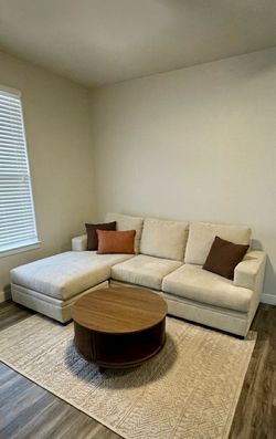 Bonaterra Sand Sofa with reversible chaise & throw pillows