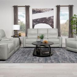 Leather Power Reclining Sofa Set – 3 PCS: Sofa, Loveseat & Chair. Elegance & Comfort