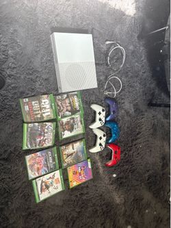 xbox one s with controllers and games