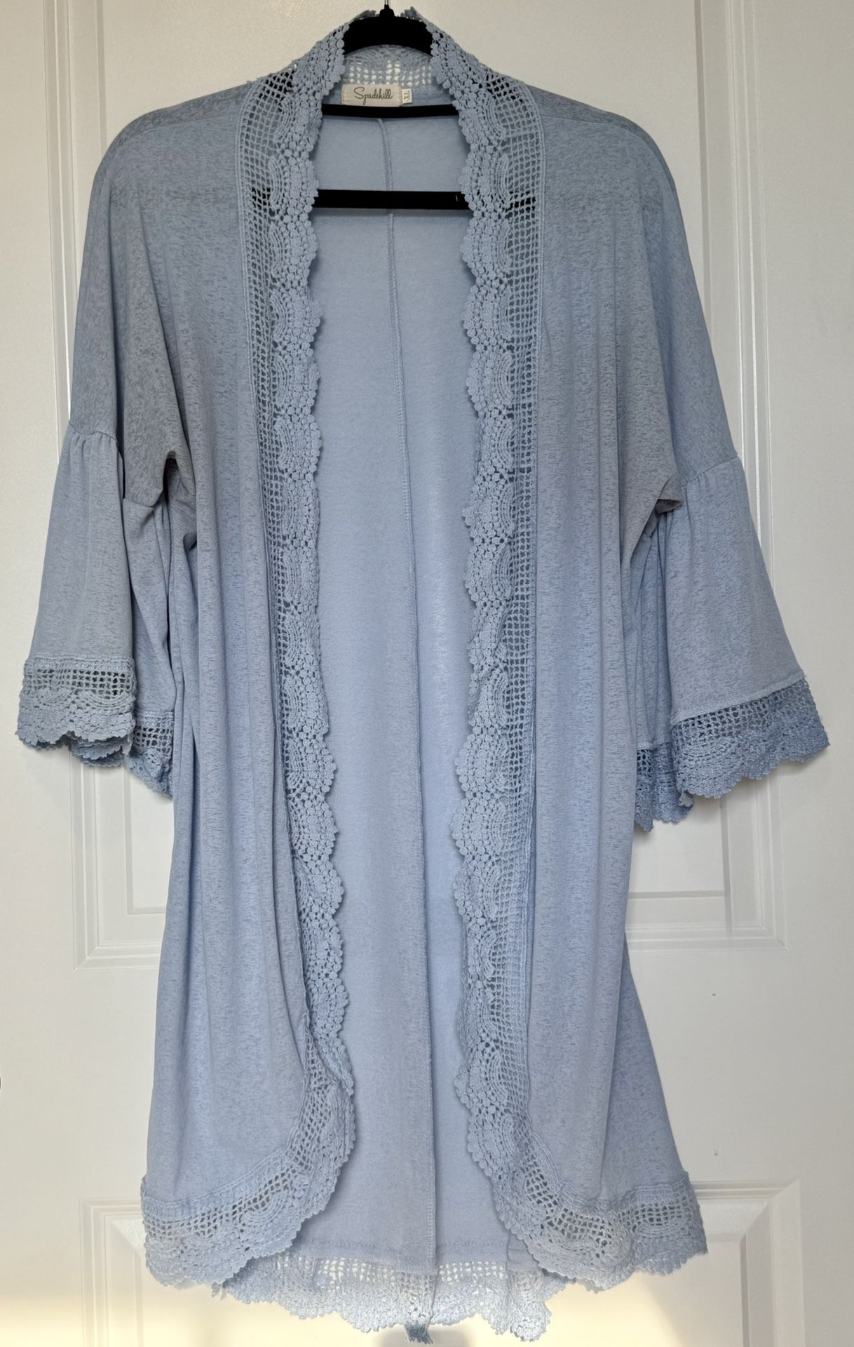 Light Blue Crochet Trim Kimono Cardigan – Size L