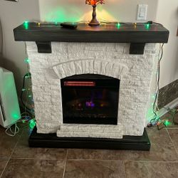 Beautiful Wall Electric Fireplace/Heater with Flickering Flame Remote Control Up To 400 Ft.² Dimensions H 40 Inches W 45 Inches And D 11.5 Inches