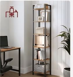 ✨️Brand new✨6-Tier Tall corner Bookshelf Steel and Woodgrain