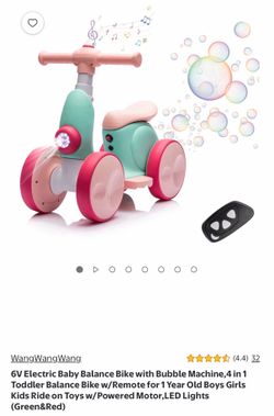 Like New 4-in-1 Electric Baby Balance Bike with Bubble Machine