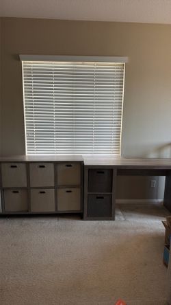 Wooden desk and cubby