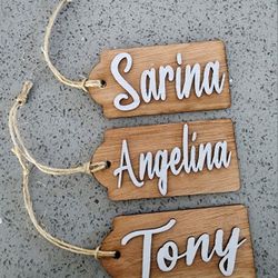 Wood gift tag name, stocking 