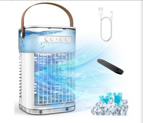 Mini Air Conditioner, Portable Air Conditioners w/Remote, USB Charging, 1.2L Water Tank & 2 Ice Boxes, Auto-off Timer, Evaporative Air Cooler With 3Sp