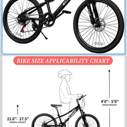 Pipleo 20Inch Kids Mountain Bike, Bike 7 Speeds, Bikes for Kids 6-14, Girls Boys Bike with Suspension Fork, Dual-Disc Brake, Anti-Slip Butyl Tires Ama