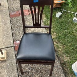 Foldable Wooden Faux Leather Cushion Seat Chairs