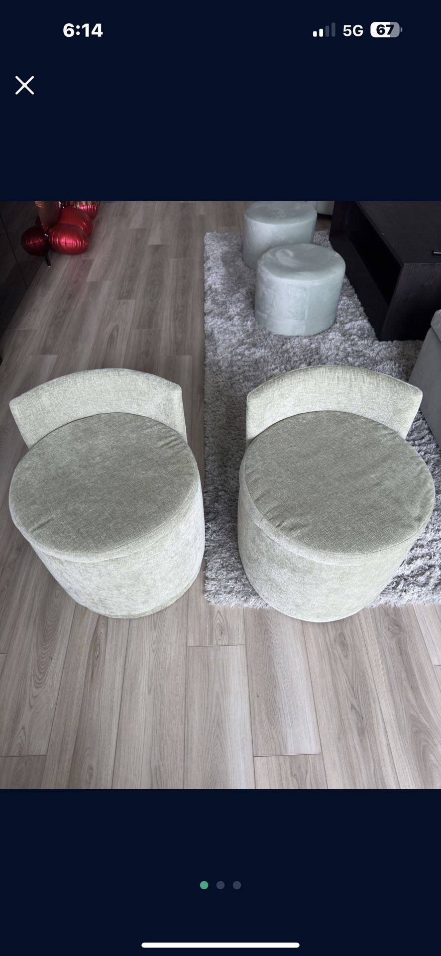 2 Sage Green Ottomans For Sale!! 