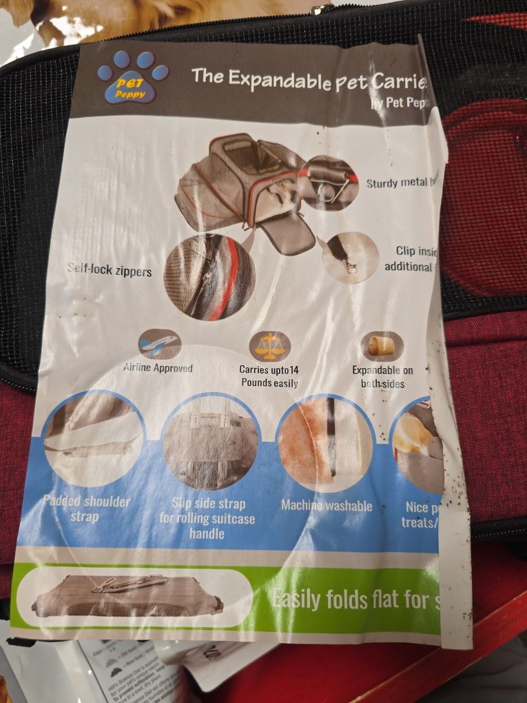 The Pet Peppy Expandable DOG cat Carrier Airline Approved