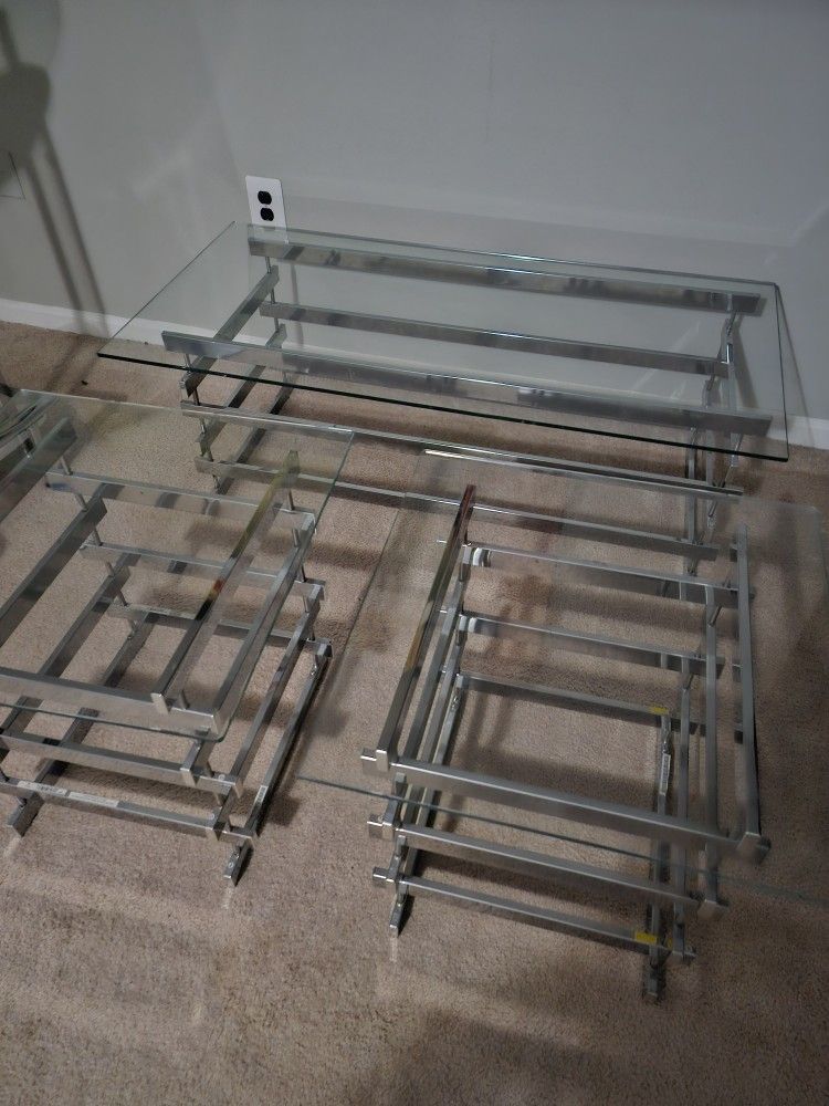 Glass Coffee Table And 2 End Tables