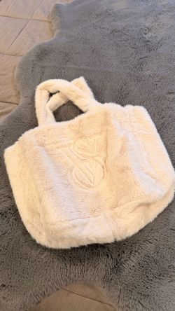 Victoria's Secret Plush Cream Faux Fur Tote