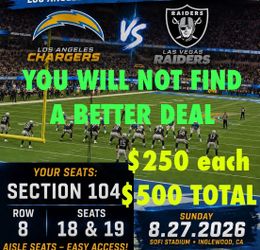 CHARGERS VS RAIDERS 9/20 @ SOFI STADIUM