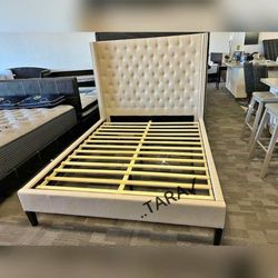 Beige queen / full / California king size bed frame ( mattress sold out)