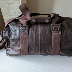 Fossil Brown Leather Transit Duffle Weekender Bag