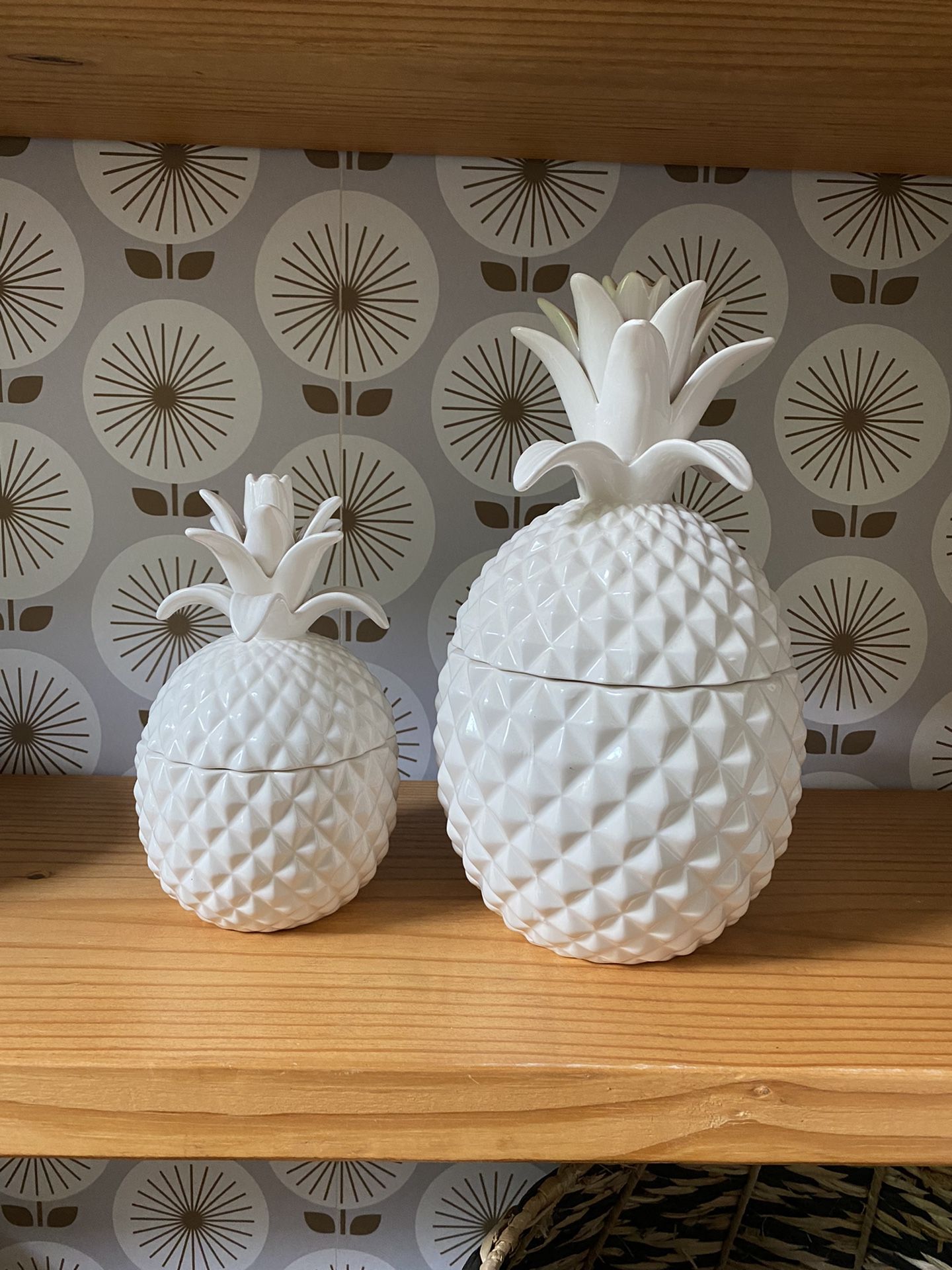 White Ceramic Pineapple Cookie Jars 