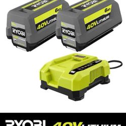 RYOBI
40V Lithium-Ion 6.0 Ah High Capacity Battery and Rapid Charger Starter Kit (2-Batteries)