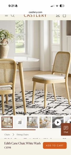 Edith Cane Chair, White Wash