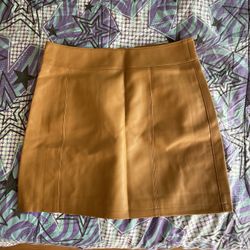 Brand New Khaki Leather Skirt
