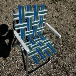 Blue and green aluminum chair
