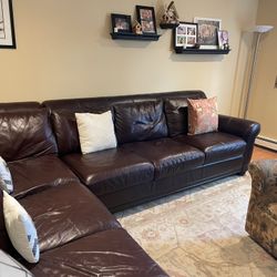 Brown Leather Sectional 
