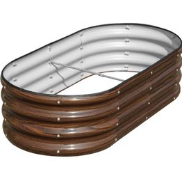 3 pack Galvanized Raised Garden Bed, 4x2x1ft Oval Metal Planter Box for Planting Outdoor Plants Vegetables