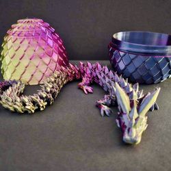 3D Printed Articulated Magic Crystal Dragon with Dragon Scale Egg