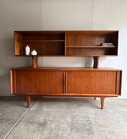 Danish Modern Teak Credenza & Display Cabinet | Made in Denmark | Delivery Included