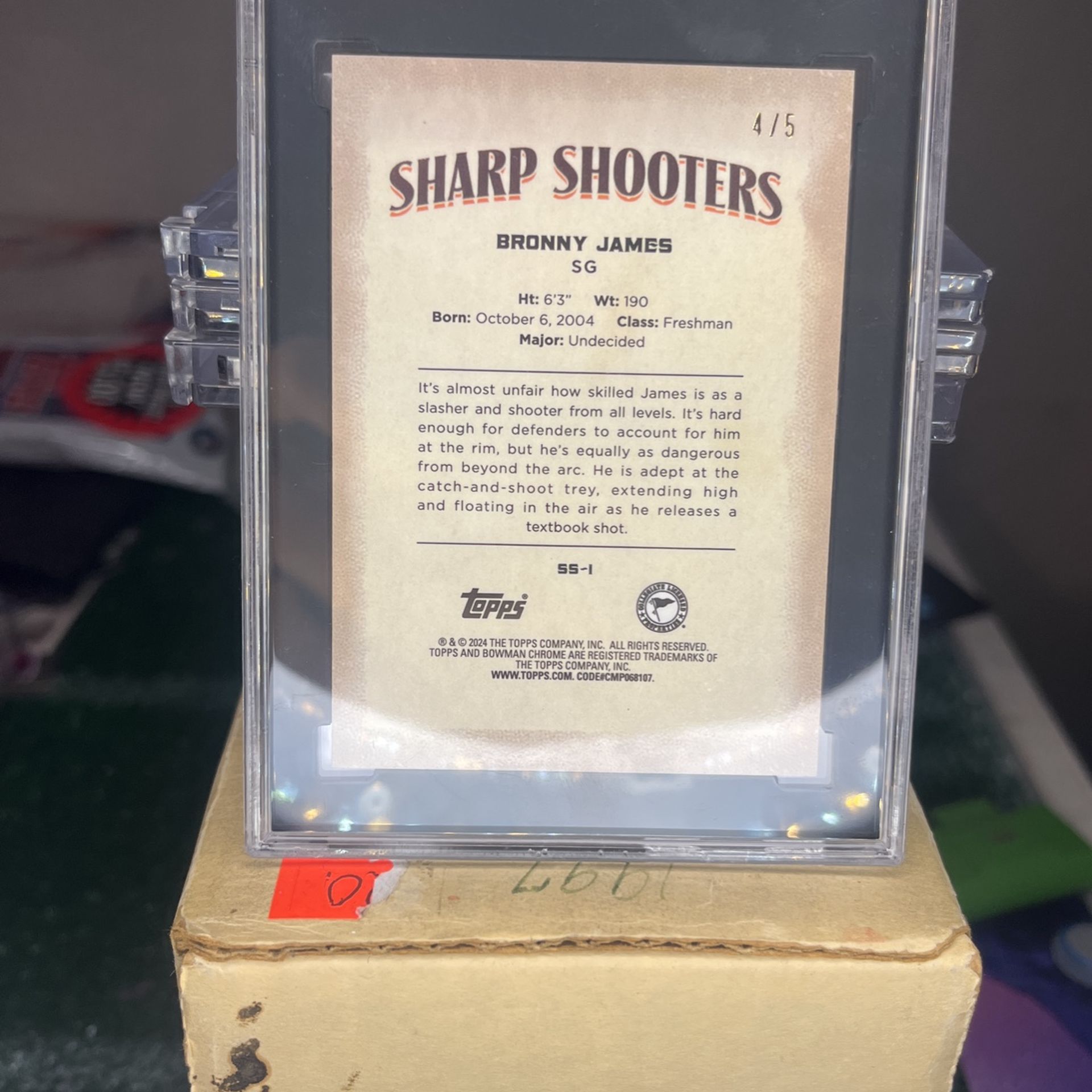 BRONNY JAMES 2023 24 BOWMAN U CHROME SHARP SHOOTERS RED REFRACTOR 4/5 SGC 9.5