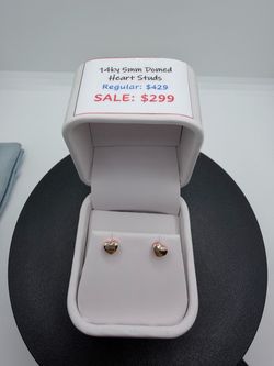 BRAND NEW 14KY Domed Heart Stud Earrings
