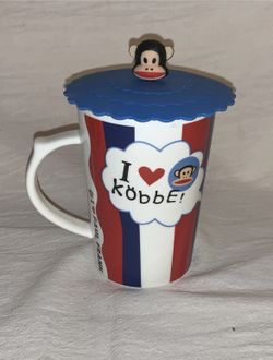 New Paul Frank Ceramic Coffee Mug 18oz & Cover I Love Kobbe Monkey Patriotic