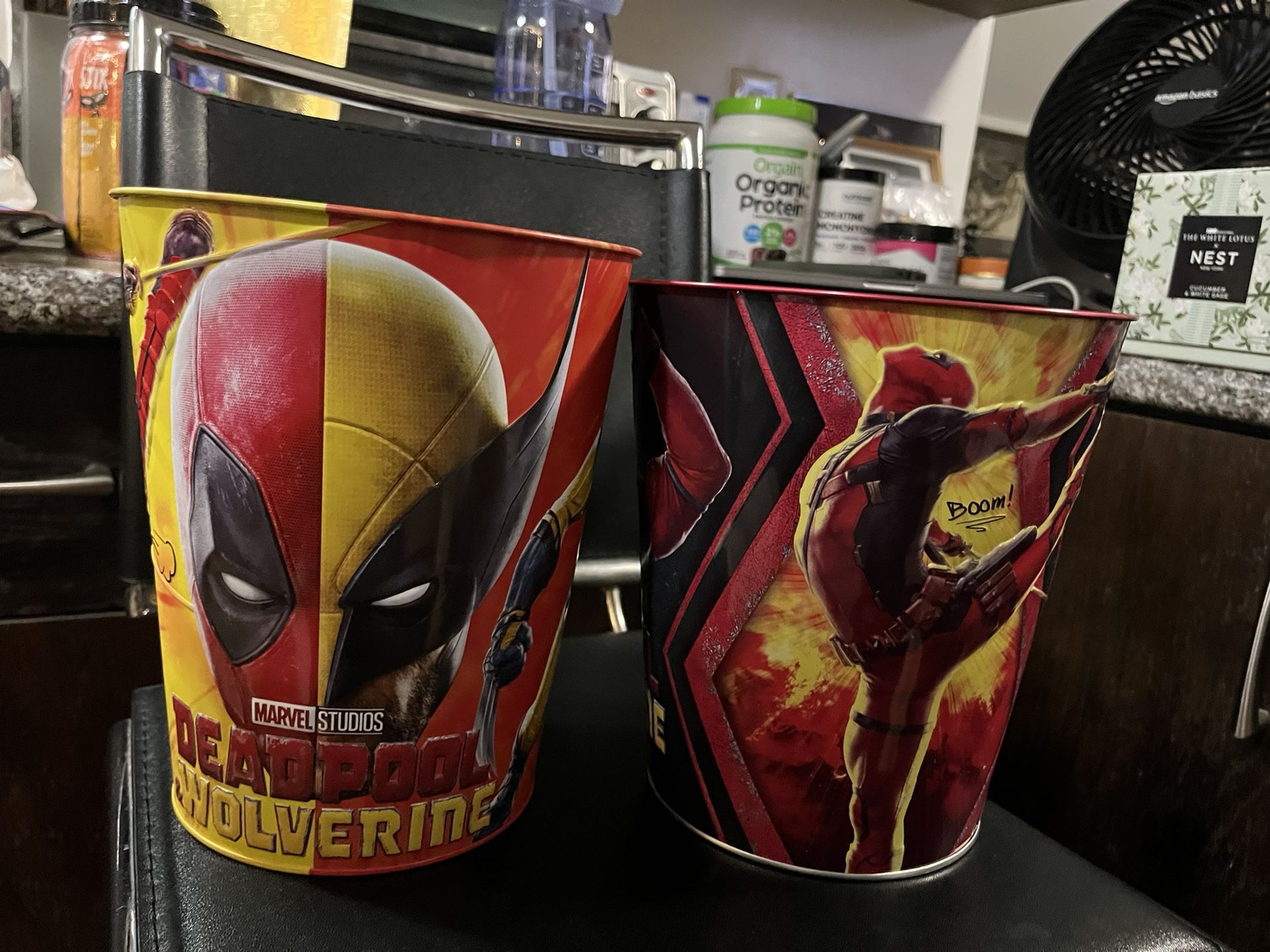 Two Deadpool &Wolverine Popcorn Buckets