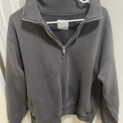 Abercrombie & Fitch Soft A&F Max Essentials Half-Zip Grey Sweatshirt, Size S 