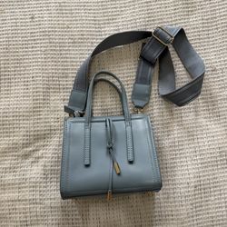 ZARA Light Blue Faux Leather Tote Bag