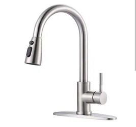Mttcle Brushed Nickel 14 in. H Pull Out Sprayer Kitchen Faucet with Advanced Spray Single Handle Faucet 1 or 3 Hole