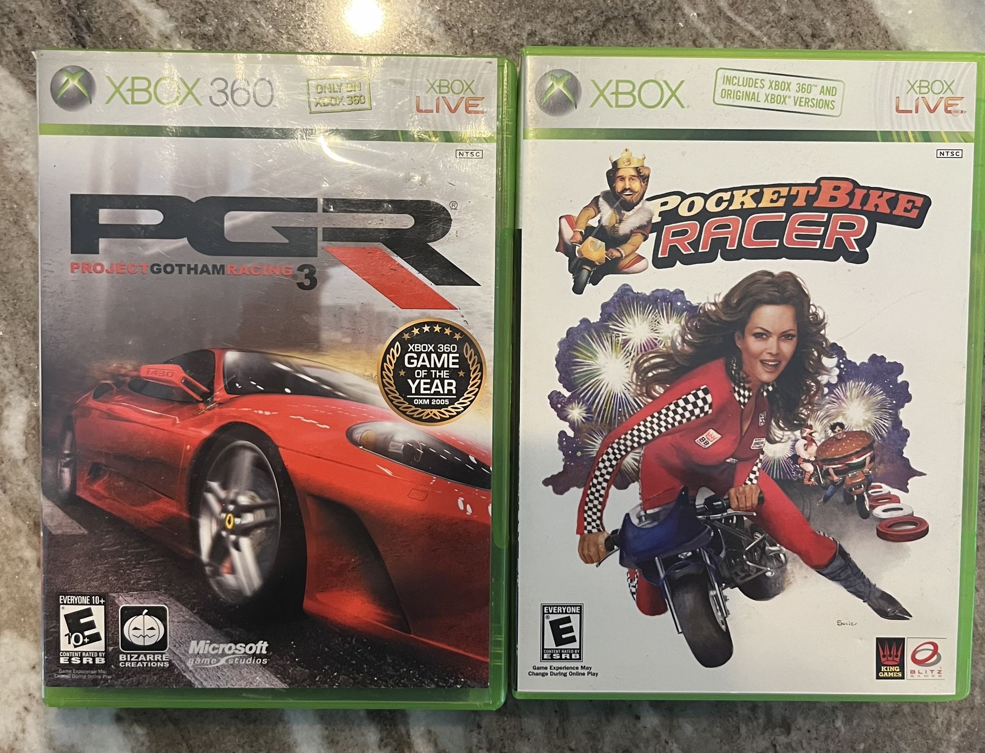 PGR 3 and Pocketbike Racers for xbox360