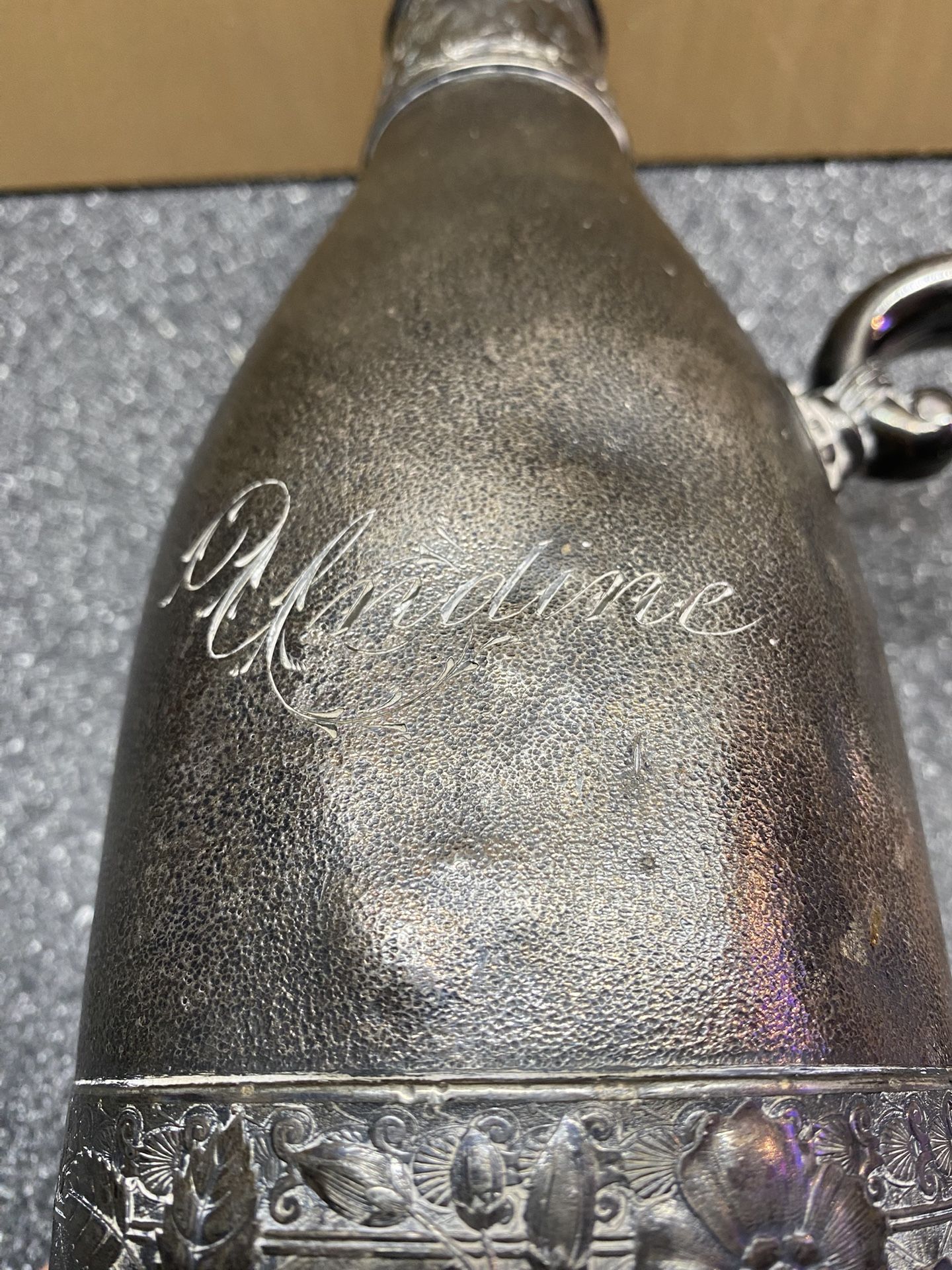 Antique Silver Plated Wine Bottle Holder