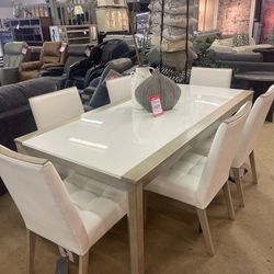 Wendora Bisque & White Dining Room Set / 7pc