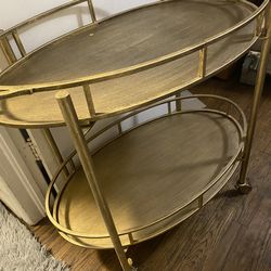 Good metal serving cart on wheels clean sturdy don’t need 34.5 wide 18 across 30 tall asking 100 or best offer cleaning house